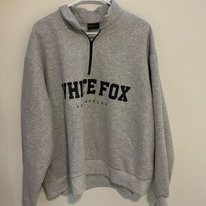 White Fox High Standard Zip Front Sweater Grey Marle